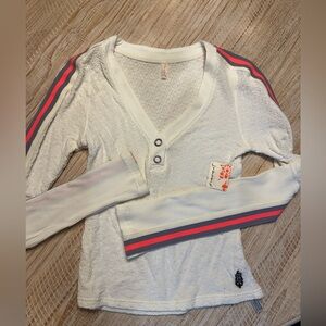 FP Movement by Free People White and Pink Long Sleeve Top